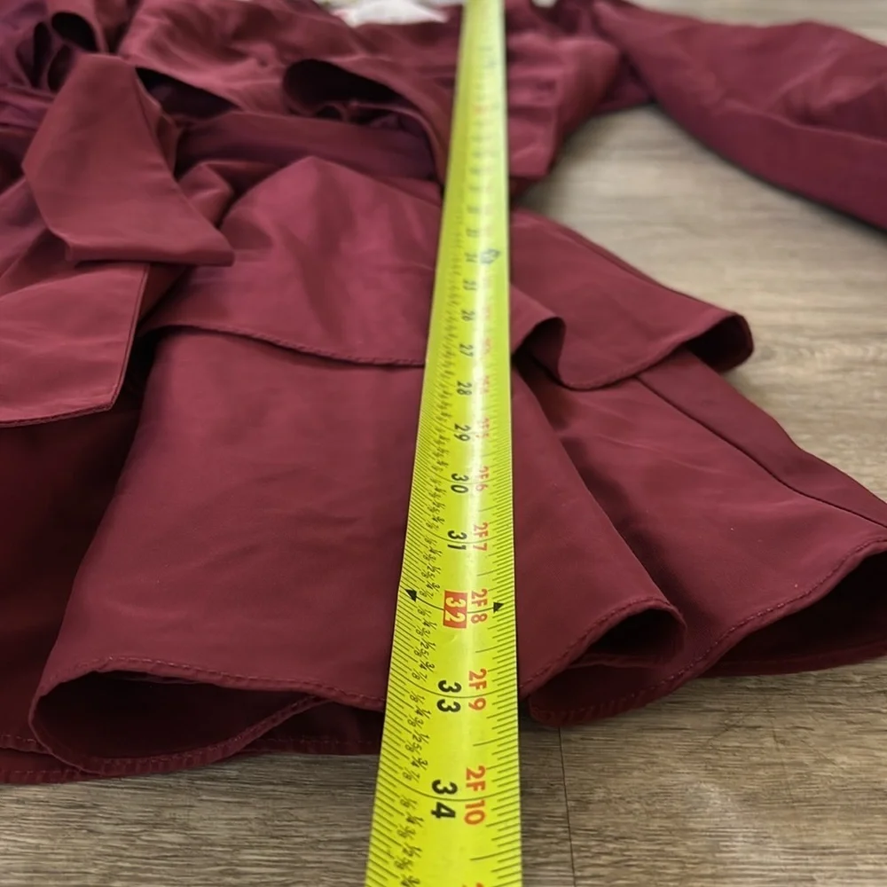 NWT Marie Oliver mini Umbra Burgundy Maroon taffeta belted dress size S - Picture 6 of 9